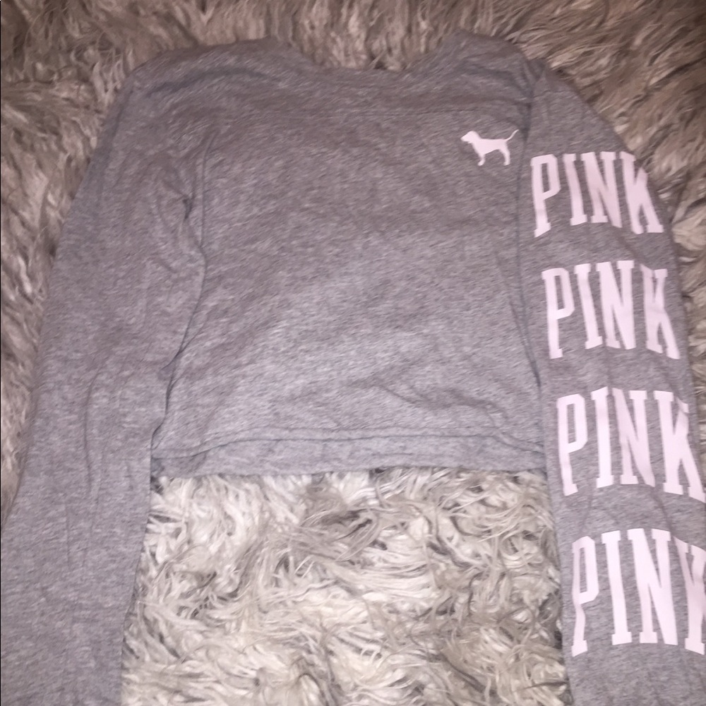 PINK Long Sleeve Crop Top